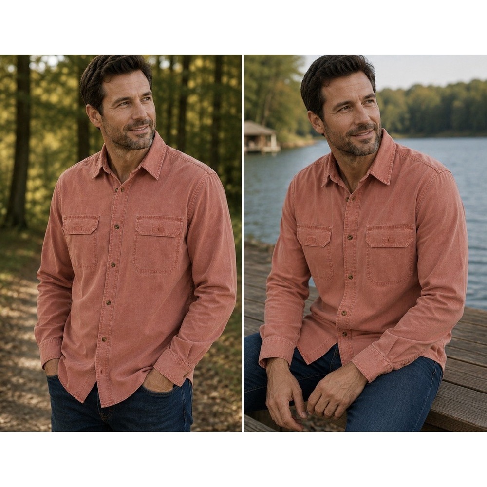Magellan Outdoors Men's Classic Fit Long Sleeve Button Down Salmon color Sz XL‎